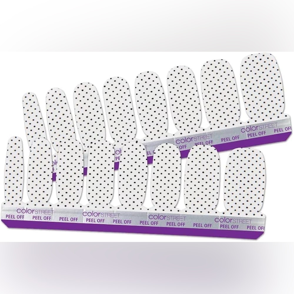 Color Street DO OR DOT Clear Overlay Black & Clear Polka Dots Nail Strips Set